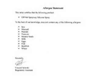 Allergen Statement for Sprayway SW946